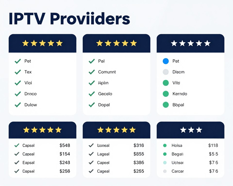 Comparison chart evaluating different IPTV UK providers