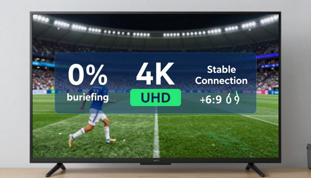High-quality streaming visualization showing smooth 4K video playback with minimal buffering and crystal-clear picture