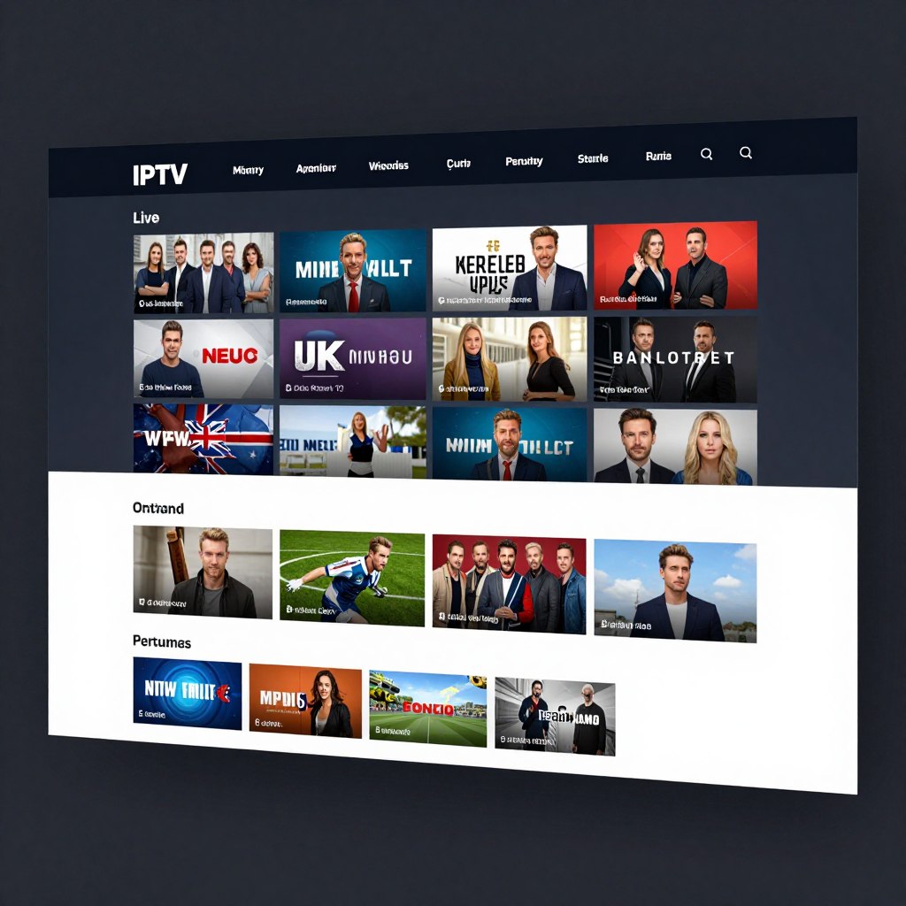 Premium IPTV UK service dashboard showing live channels