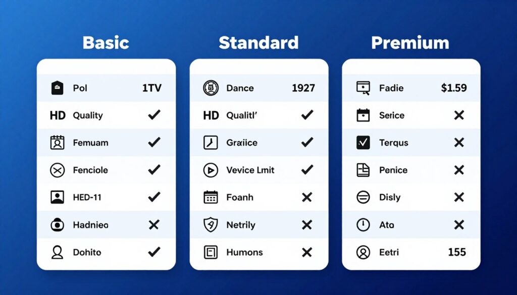 Visual comparison chart showing IPTV pricing tiers with feature breakdowns and value indicators