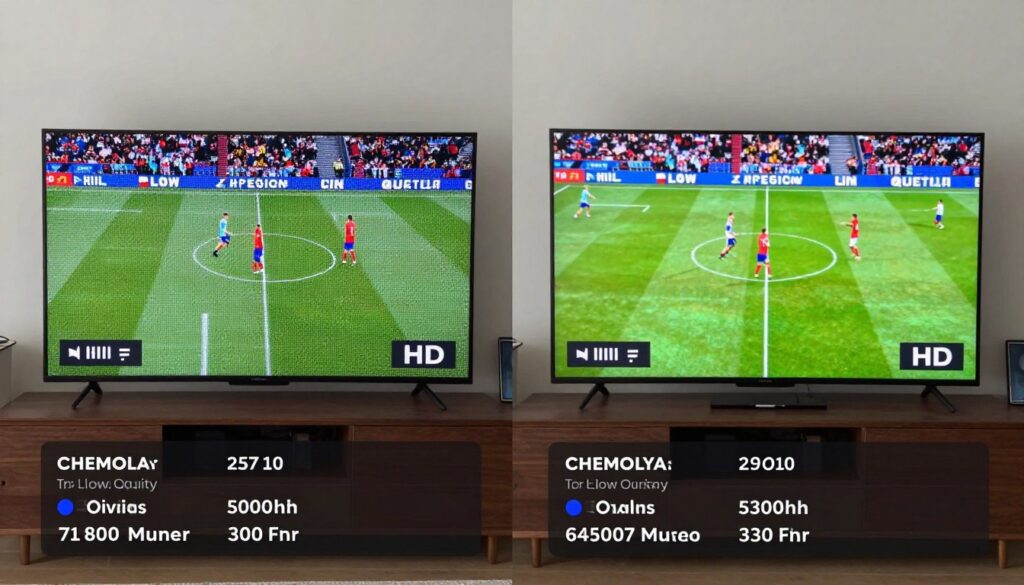 High-definition IPTV streaming quality comparison on modern TV screen