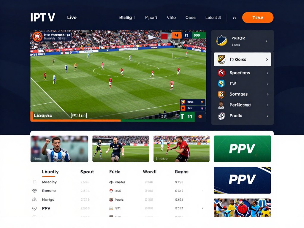Sports-focused IPTV service showing live match streaming